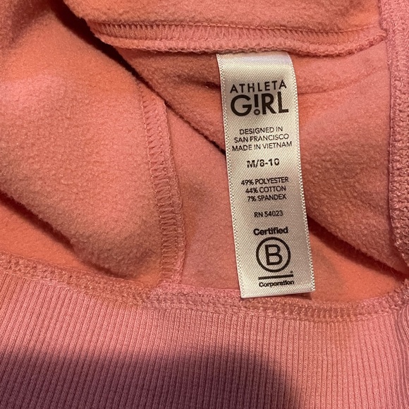 Athleta Girl Pink Cozy Sweatshirt Stronger Together Girls Medium 8/10 Fleece - Picture 4 of 13